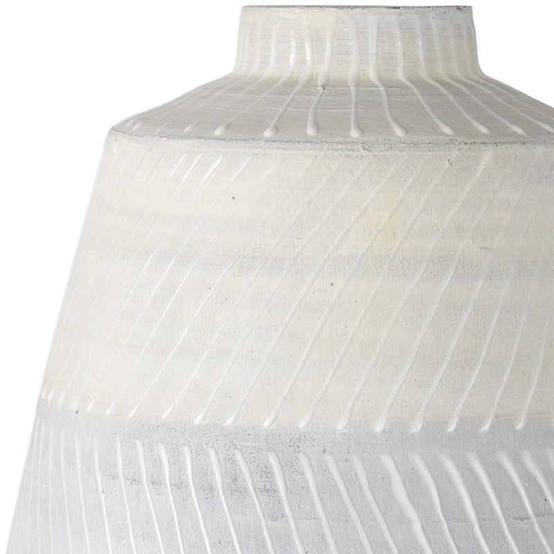 17" Cream And Gray Geometric Ceramic Table Vase - 8.27