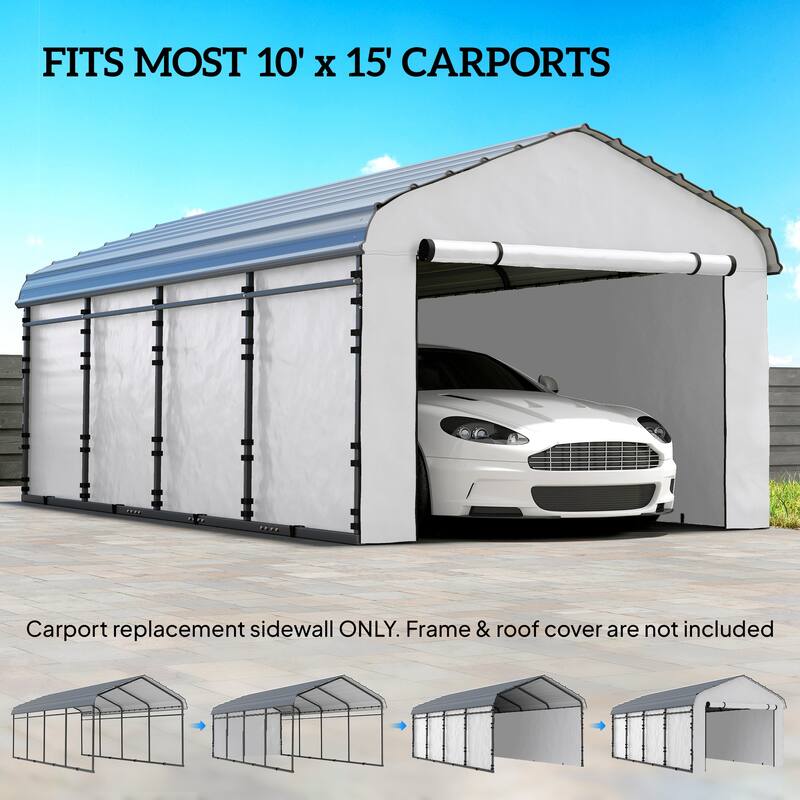 Outsunny Carport Replacement Sidewall Panels Set of 4 for 10' x 15' Carports, PE Tarp Replacement Side Wall Cover