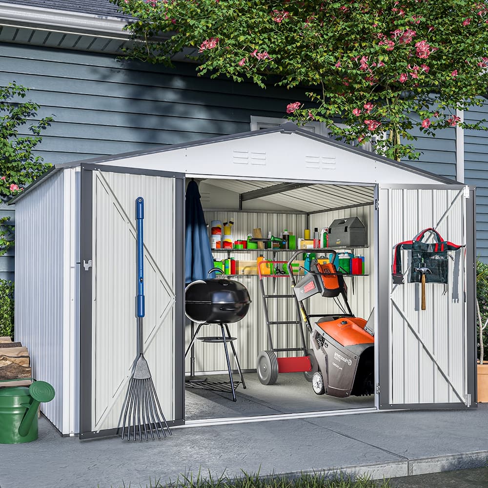 10' x 8' Outdoor Large Storage Shed, Metal Tool Sheds, Lockable - 10X8 FT