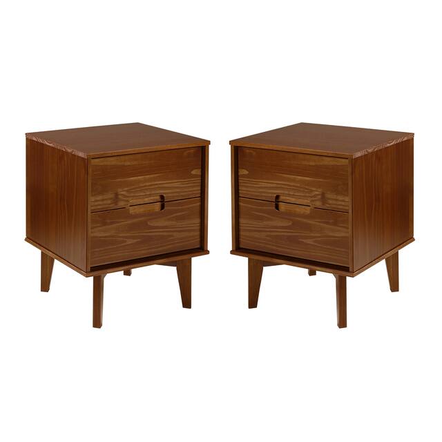 Middlebrook Mid-Century Solid Wood 2-Drawer Nightstand, Set of 2