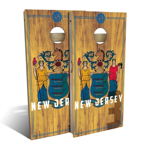 slide 2 of 9, New Jersey State Flag 2.0 Outdoor Cornhole Board Set