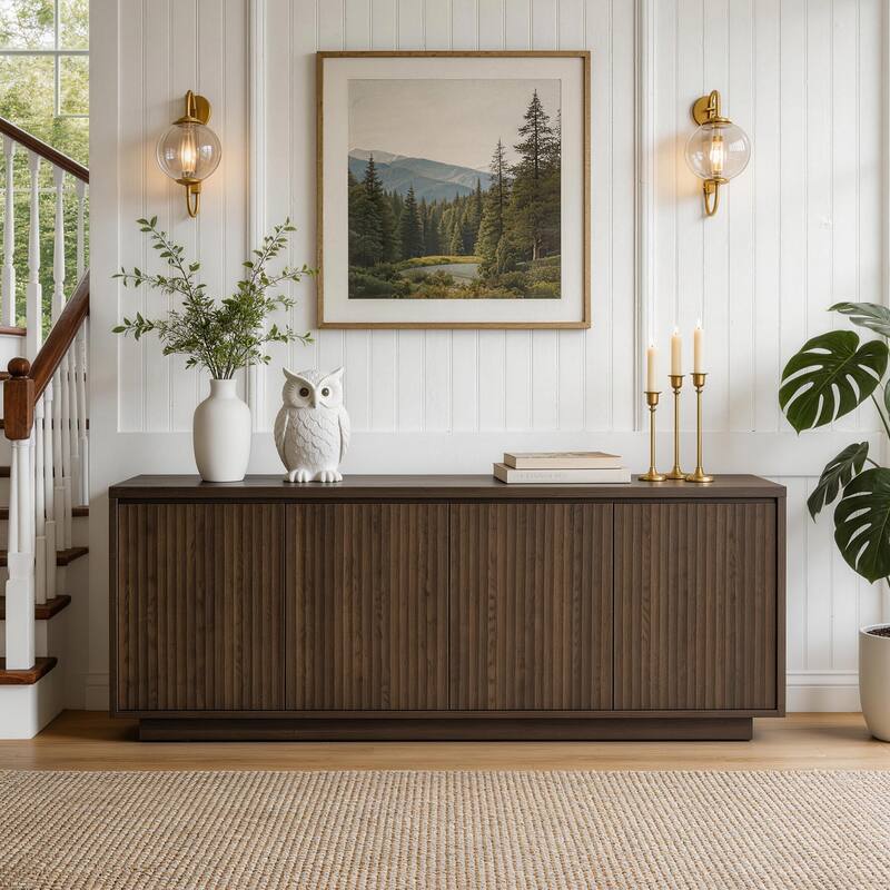 Modern Buffet Cabinet Sideboard with 4-Doors - Chocolate