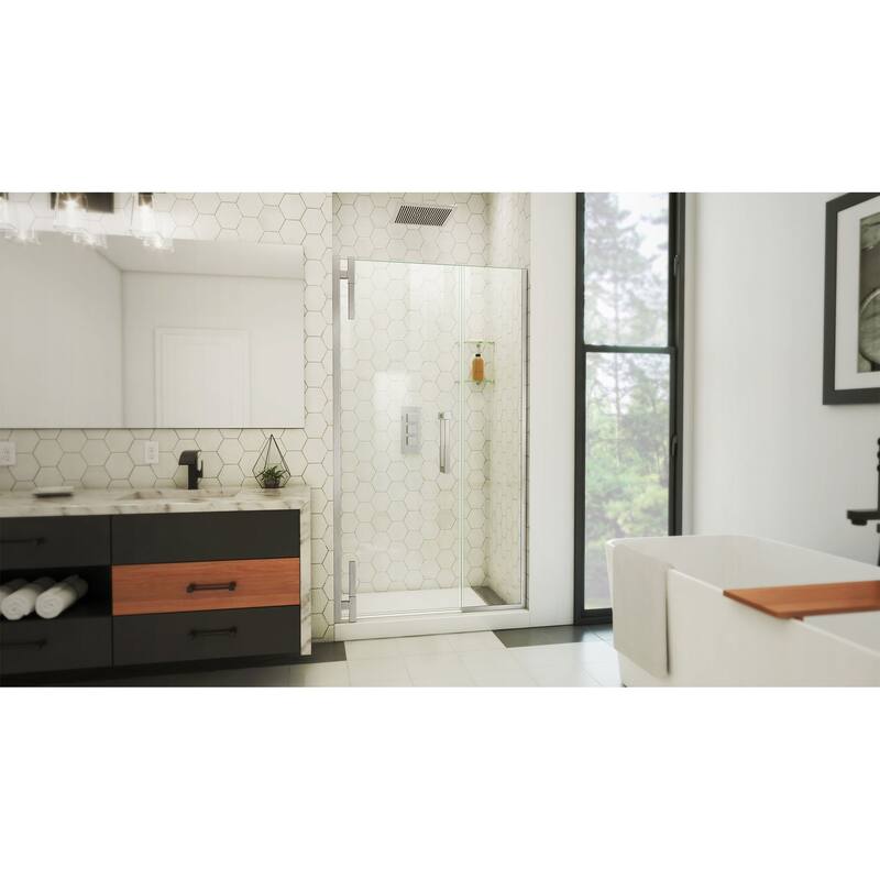 DreamLine Ascend 42 1/2-43 1/2 in. W x 72 in. H Frameless Pivot Shower Door in Brushed Nickel