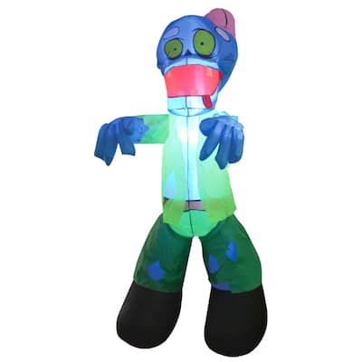 Joiedomi 5 ft. Tall Blue & Green Plastic Halloween Zombie Inflatable - 9.5"W x 4.2"L x 7.6"H