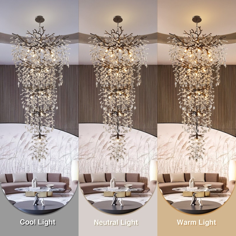KAYLA Crystal Dimmable LED Tiered Chandelier - 118in - On Sale