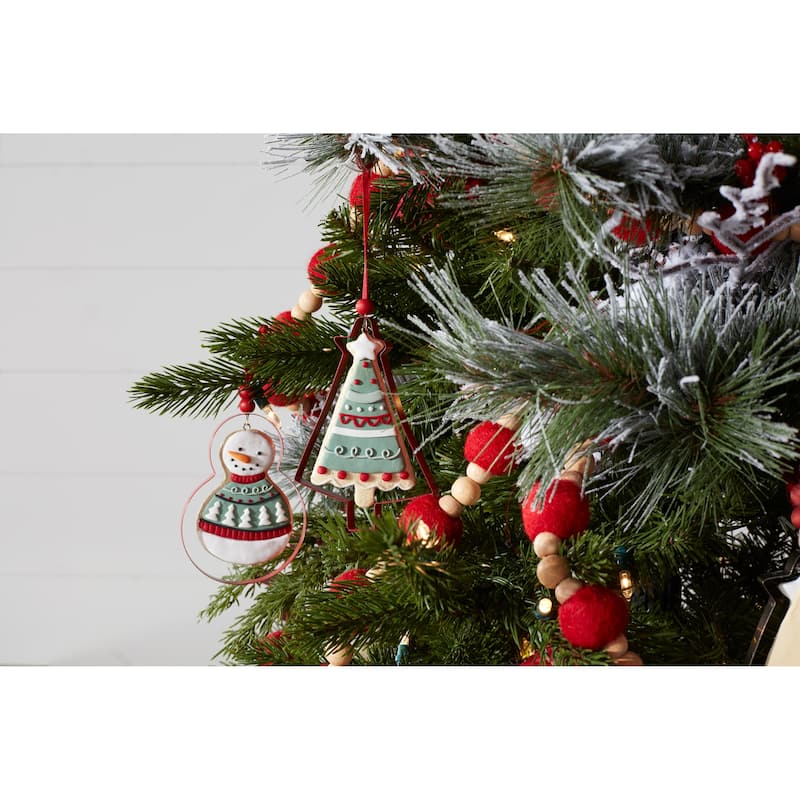 Glittered Tree and Snowman Cookie Cutter Christmas Ornaments - 4.25" - Set of 12