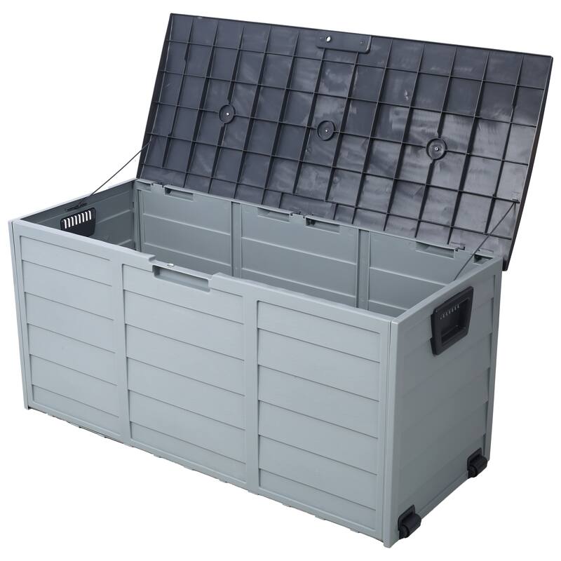 Anmytek Outdoor Storage Box Large Weatherproof Patio Deck Bin with Lock for Cushions Garden Tools - Grey