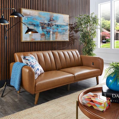 Sogndal Upholstered Convertible Split-Back Futon Sofa Bed with USB Charging Ports by iNSPIRE Q Modern