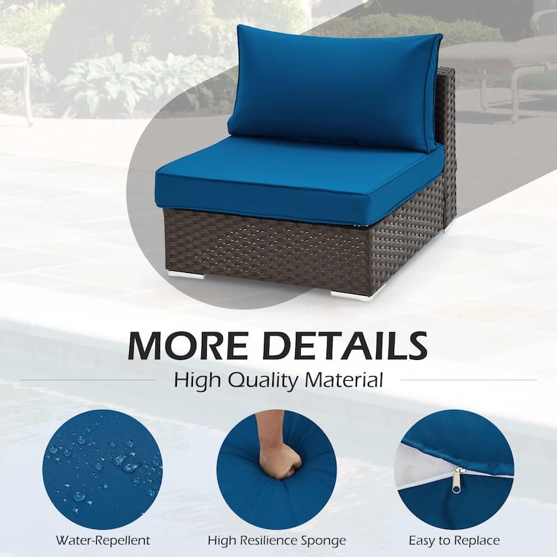 Outdoor Replacement Cushions for Patio Furniture, Waterproof & Non-Slip 4" Sofa Cushions, 6-Seat Conversation Sets, UV-Resistant