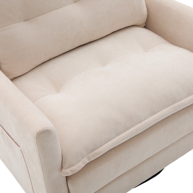 Chenille 360° Swivel Barrel Chair with Memory Foam and Side Pockets