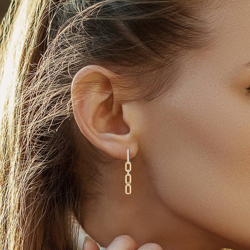 Marquee 1/4 CTW Diamond Dangle Earrings in 14K Yellow Gold