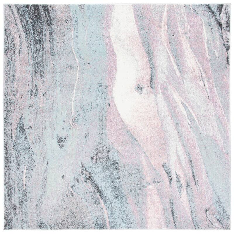 SAFAVIEH Glacier Bree Modern Abstract Area Rug - 3' x 3' Square - Pink/Blue