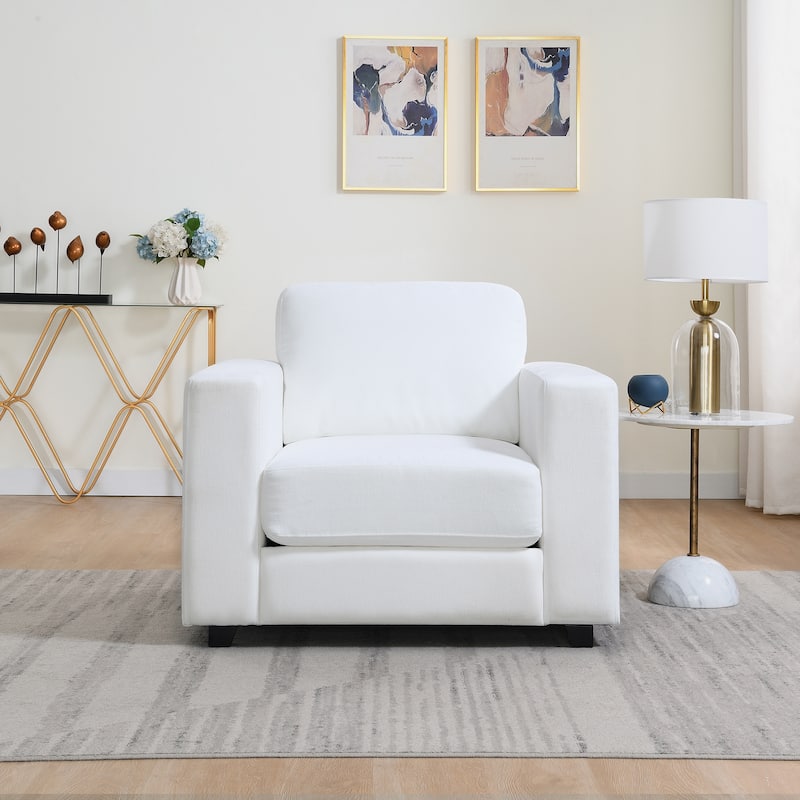 Oversized Accent Chair with Widen Arms & Washable Covers, Upholstered Large Chair Armchair Sofa Chair Reading Chair - Ivory