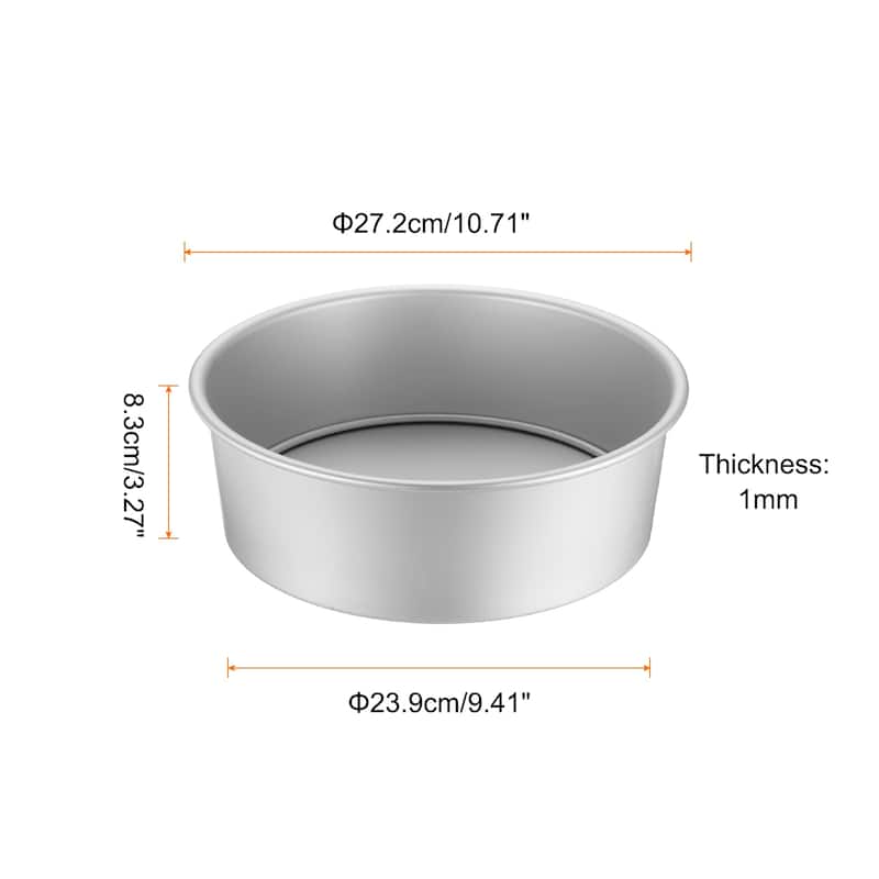 Round Cake Pan w Removable Loose Bottom Anodized Aluminum Baking Pan - Silver Tone - 10"