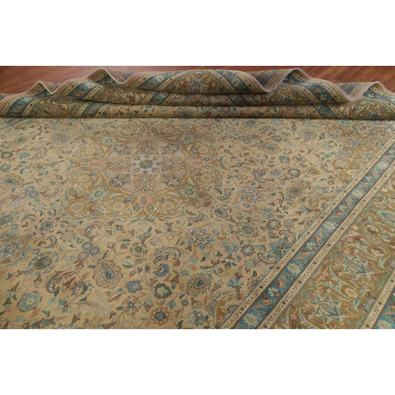 Floral Mashad Persian Antique Area Rug Hand-knotted Wool Carpet - 9'8" x 12'11"