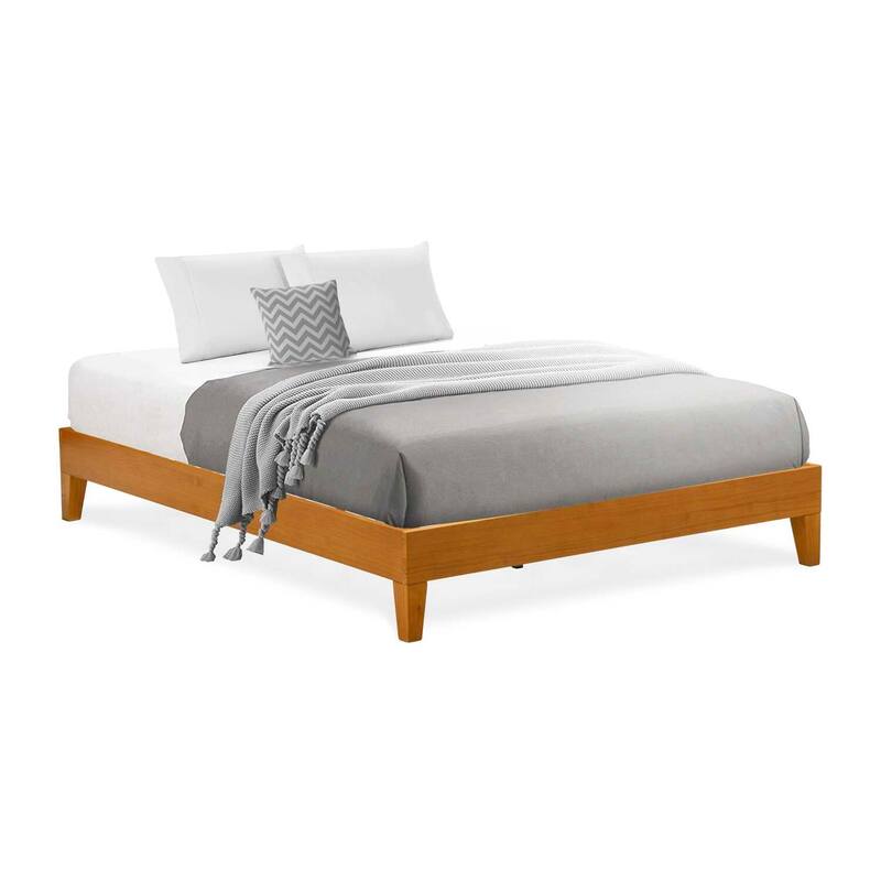 Queen Size Platform Bed Frame - Modern Wood Bed with Hardwood Legs - Easy Assembly