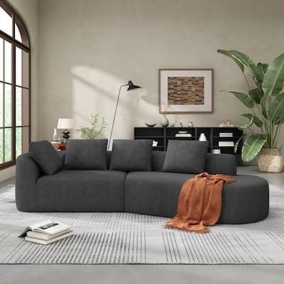 116" Curved Sectional Sofa with Chaise Lounge - High-Density Sponge Cushions, 2-Piece Set, Right-Hand Facing, Fully Assembled