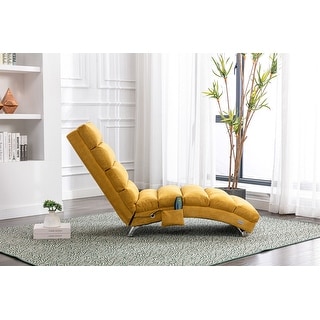 Linen Chaise Lounge Indoor Chair, Modern Long Lounger for Office or ...