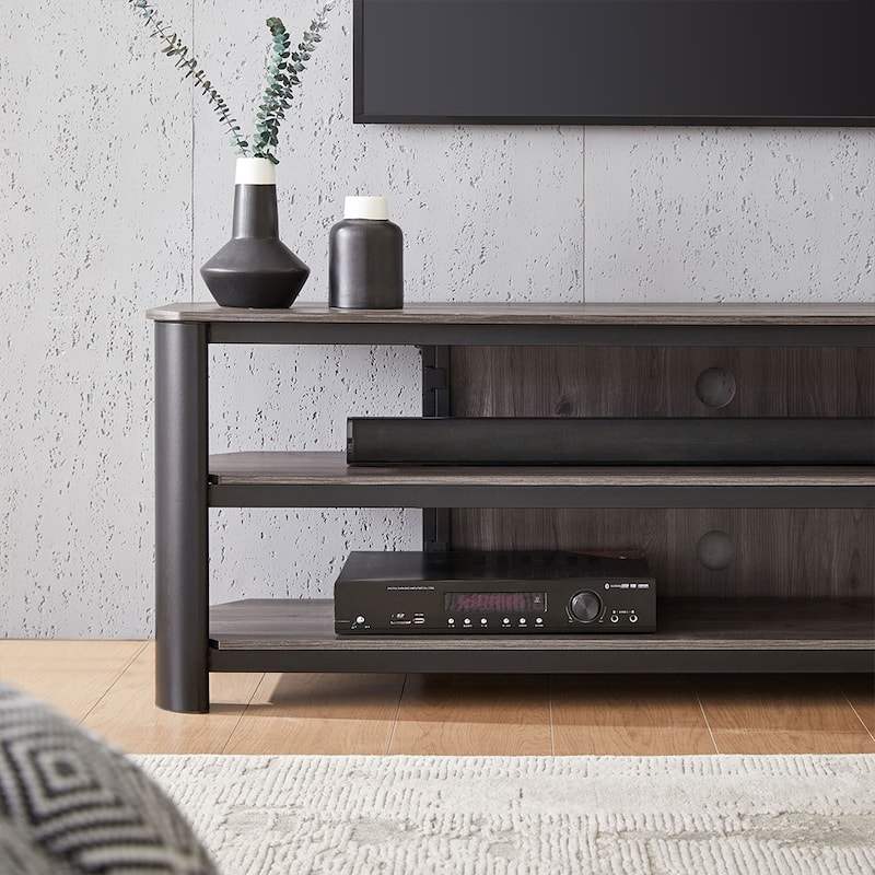 Oxford 62” TV Stand with LED Lights and Unfold Assembly for TVs up to 65” - 62" Width - Fits TVs 30" to 65"