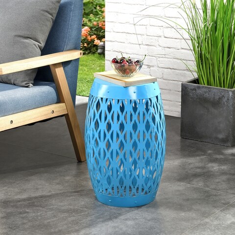FirsTime & Co. Blue Edgewater Geometric Indoor Outdoor End Table, Metal