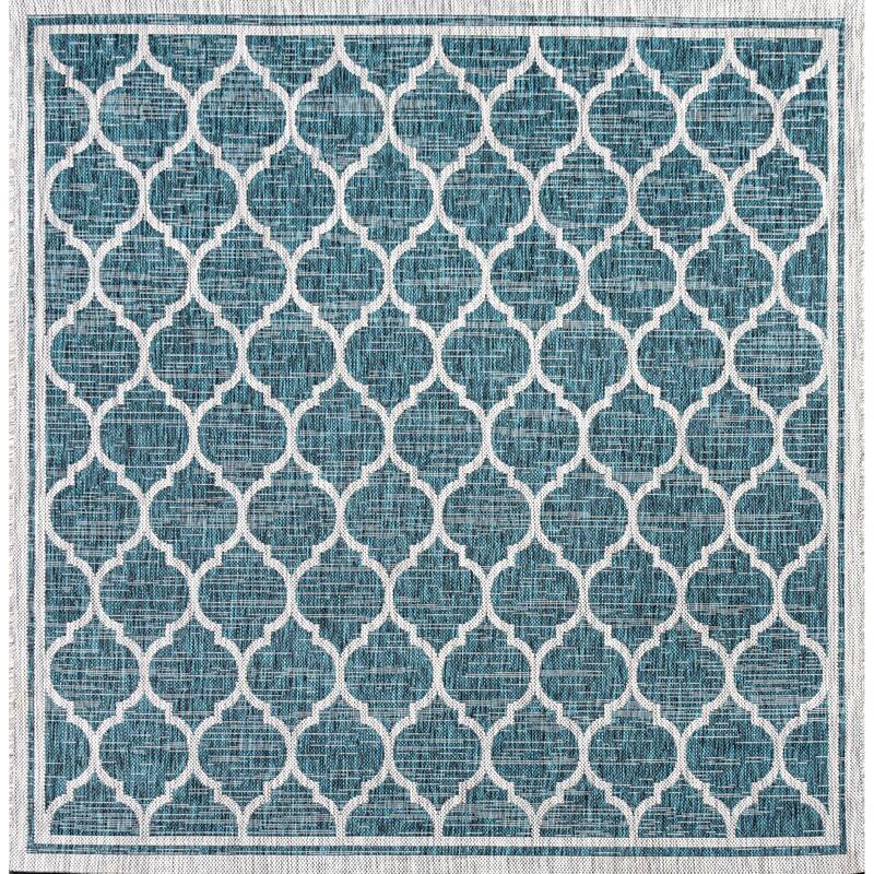 JONATHAN Y Zinnia Textured Weave Indoor/Outdoor Area Rug - 5' Square - Teal/Gray