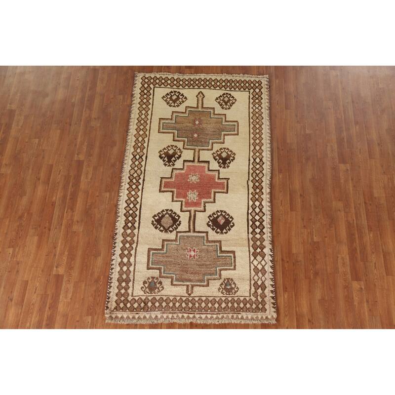 Tribal Gabbeh Persian Vintage Area Rug Hand-knotted Wool Carpet - 4'1"x 7'4"
