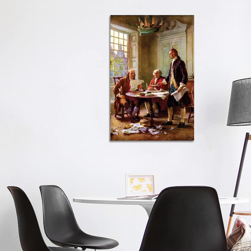 iCanvas "Restored Vector Painting Of The Writing Of The Declaration Of Independence" by John Parrot Canvas Print - 40x26x1.5