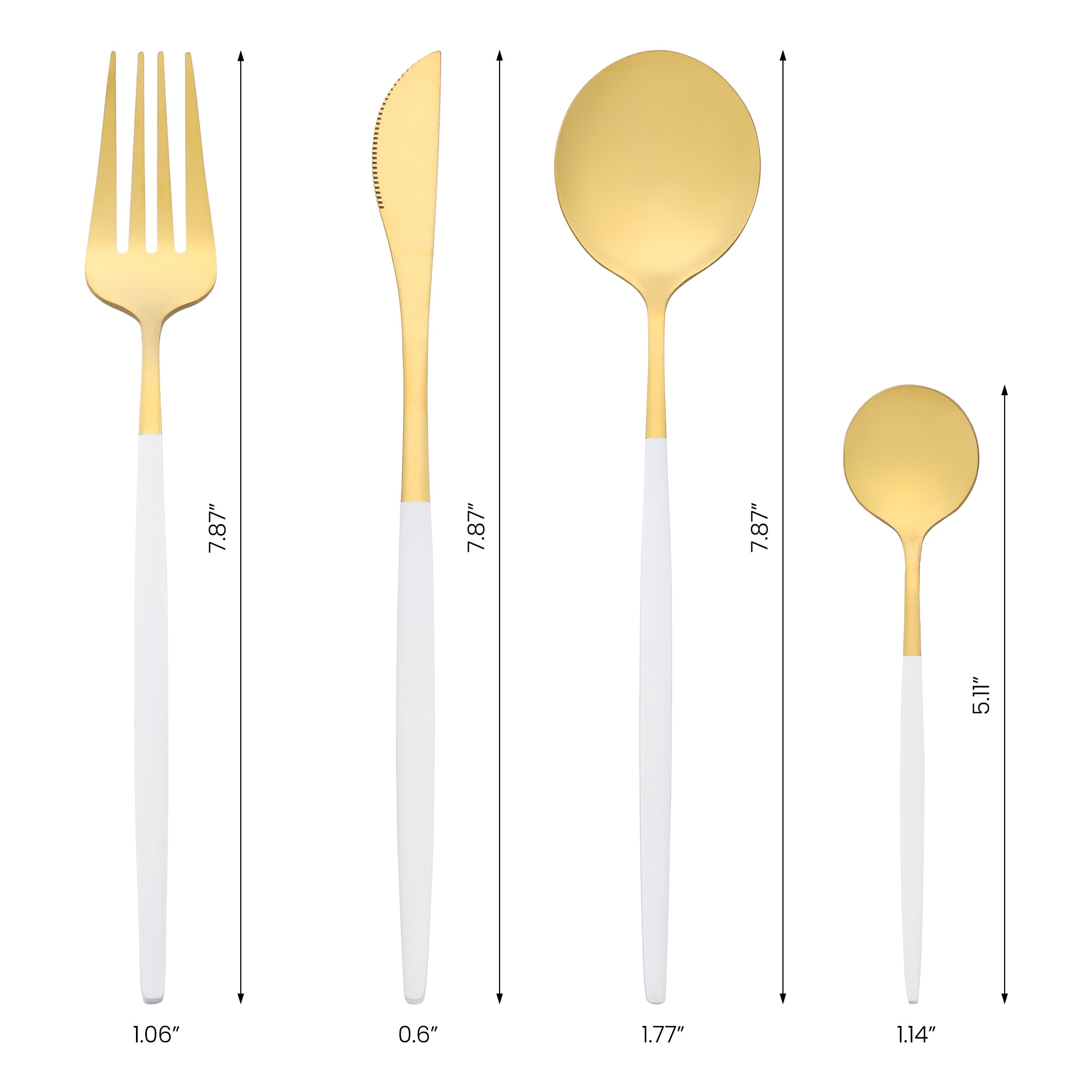 4Pcs Flatware Set, Stainless Steel Silverware with Spoons and Forks Set, Serving Utensils Set for Kitchen Eating Tableware