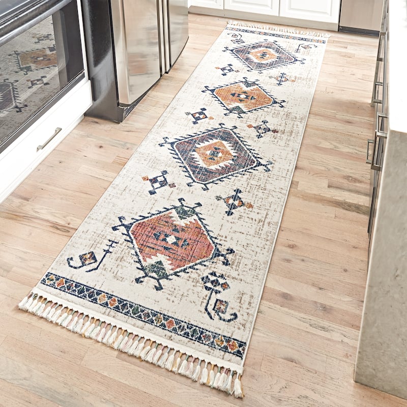 Gertmenian Amiens Hvar Cream Moroccan Style Area Rug Runner - 2' 7" x 8'
