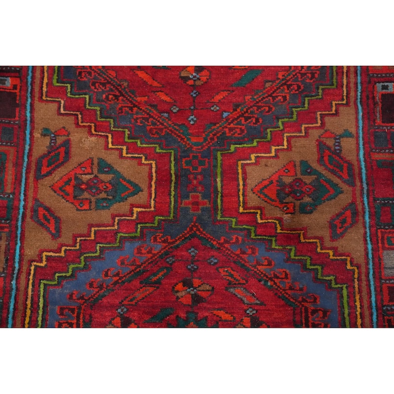 Hand Knotted Oriental 100% Wool Carpet Traditional Tribal Red Ardebil Runner Rug - 10' 6'' X 3' 6''