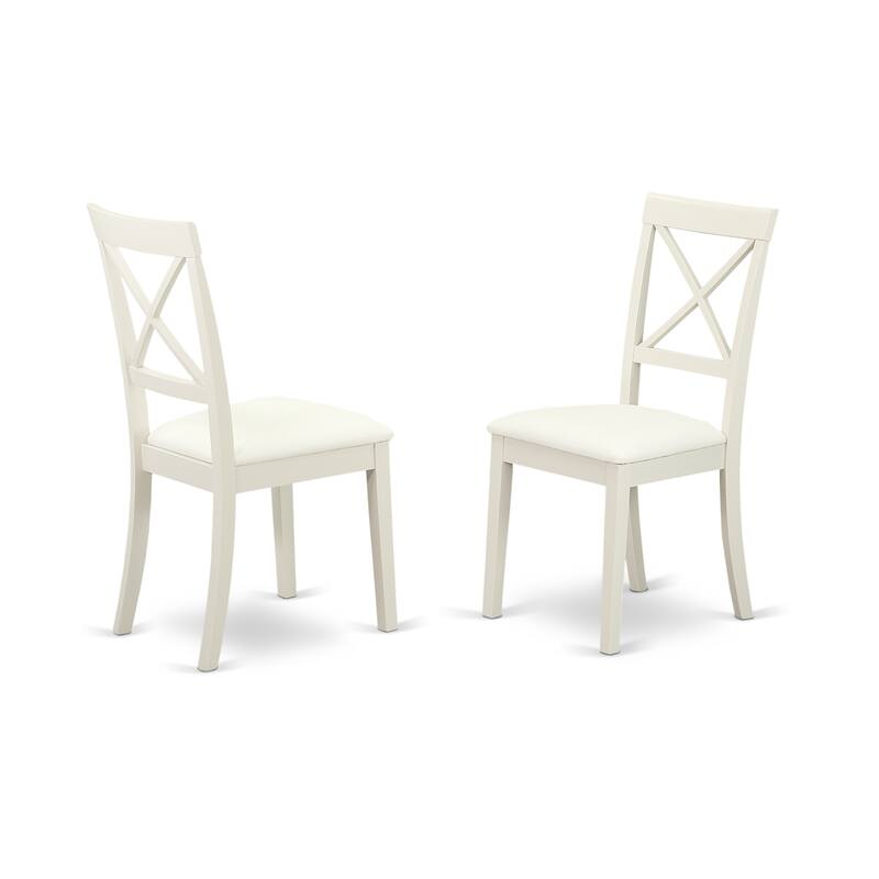 East West Furniture 5 Piece Dining Table Set- a Kitchen Table and 2 Dining Chairs with 2 Benches, 36x60 Inch, Linen White