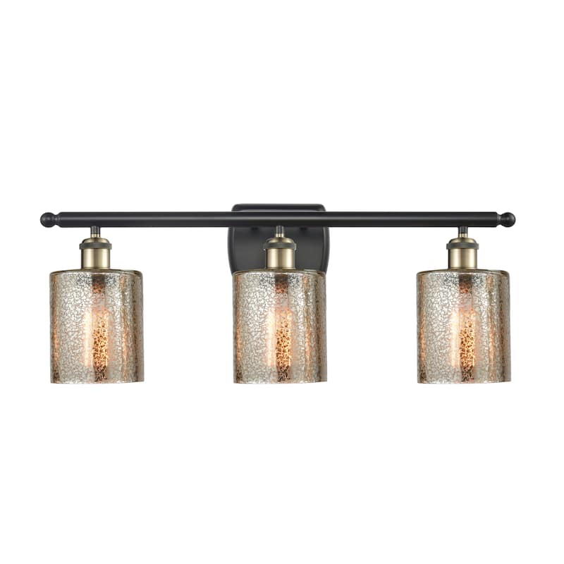 Innovations Lighting Cobbleskill 3 Light 26" Wide Bathroom Vanity - Black Antique Brass / Mercury