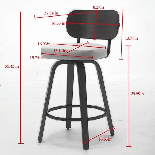 dimension image slide 0 of 2, PU Leather Counter Height Bar Stools Set of 3/2