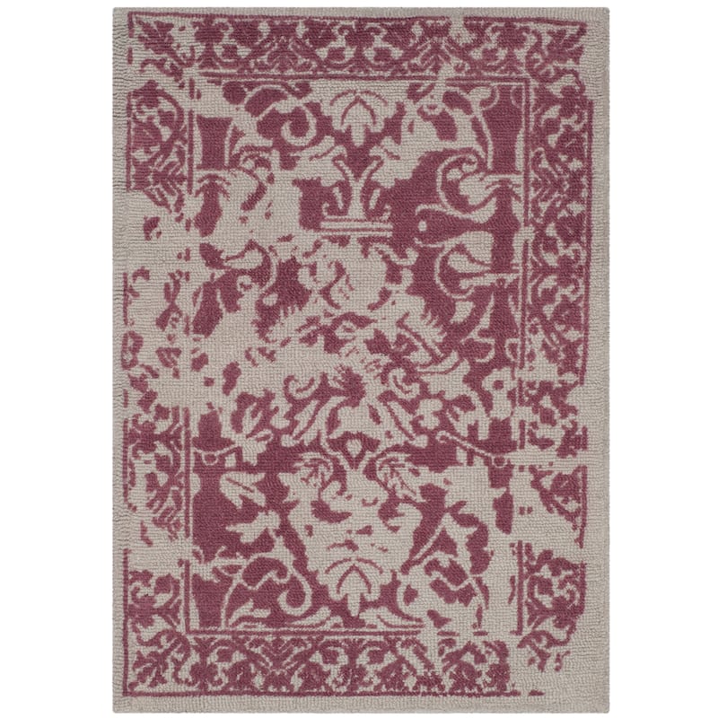 SAFAVIEH Handmade Restoration Vintage Distressed Boho Amani Oriental Wool - 2' x 3' - Silver/Purple - Runner/Rectangle