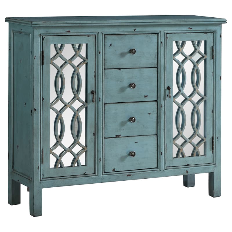 Rue 4-drawer Accent Cabinet Antique Blue - Blue
