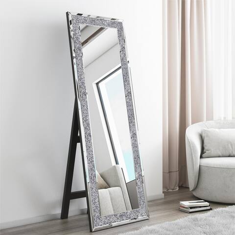 Full Length Floor Mirror - Luxury Crystal Surround Full Body Mirror