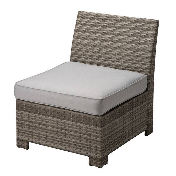 slide 1 of 1, Glitzhome Modern Patio All-Weather Handwoven Wicker Armless Sofa