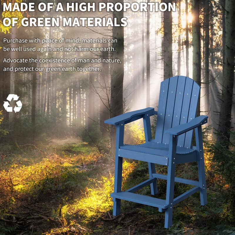 Moasis Tall Adirondack Chair Set of 2 Outdoor Patio Adirondack Barstools