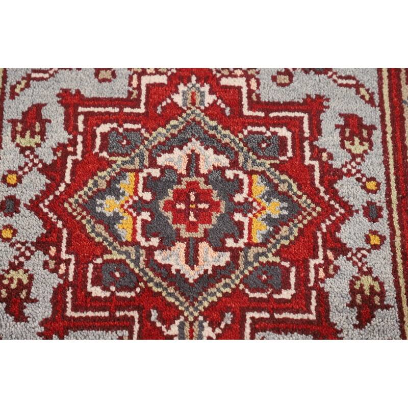 Geometric Heriz Serapi Indian Accent Rug Handmade Wool Carpet - 2'11" X 5'0"