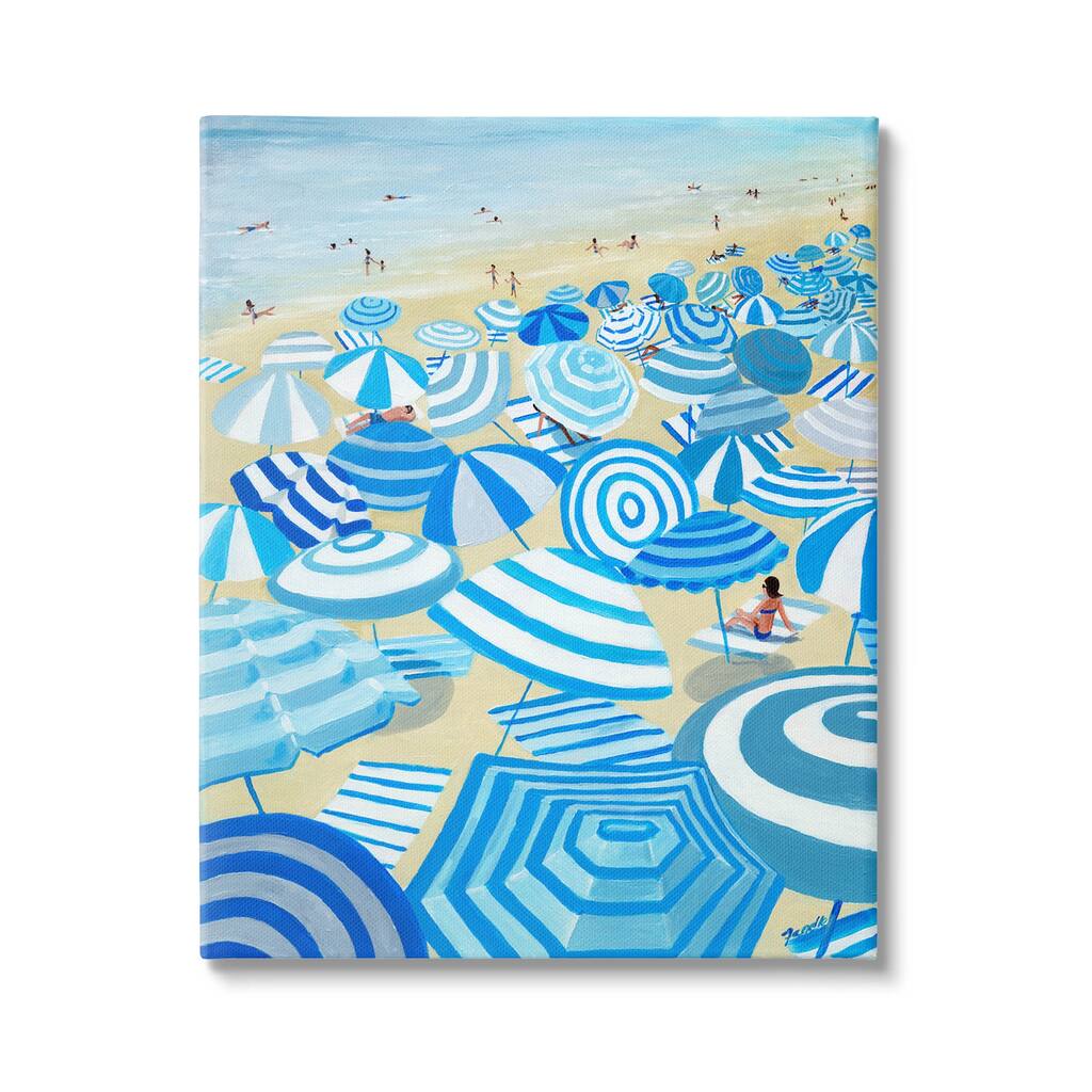 Stupell Striped Coastal Beach Umbrellas Canvas Wall Art, Design by Life Art Designs