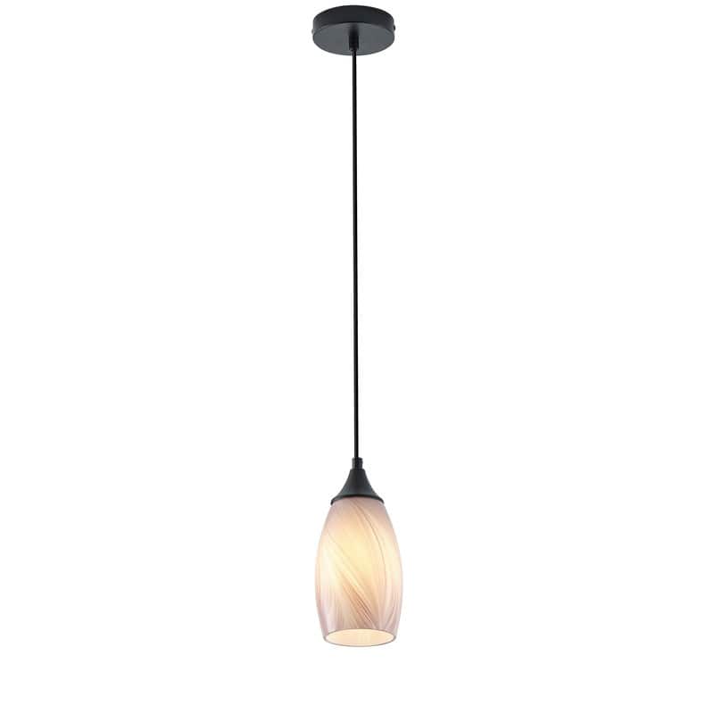 Black Metal and Glass Pendant Light for Kitchen Island Dining Room - Pink