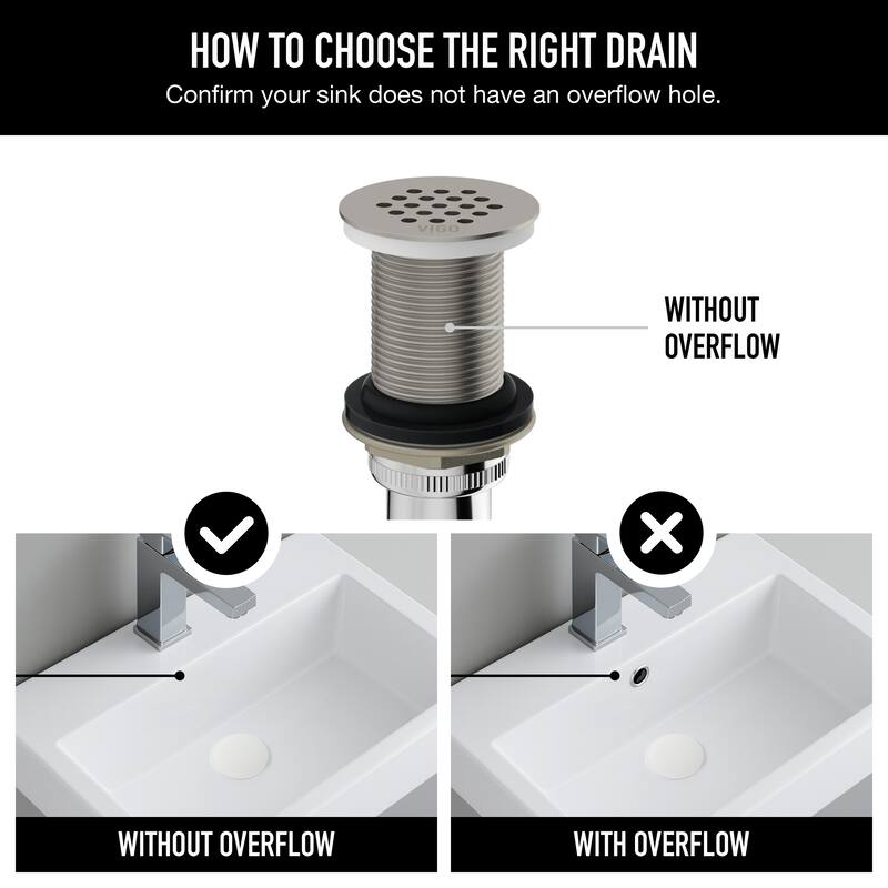 VIGO 1.75" W Vessel Bathroom Sink Grid Drain