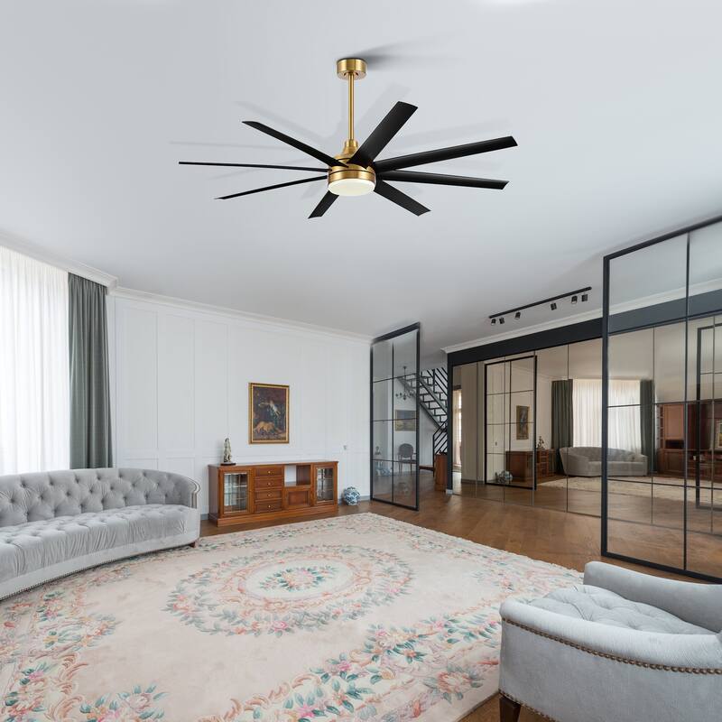65-in Gold Indoor Ceiling Fan with Light Remote (8-Blade)
