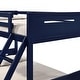 preview thumbnail 16 of 35, Contemporary Twin over Full Bunk Bed with Masculine Style Frame, Angled Ladder, Guardrails and Convertible Design Blue