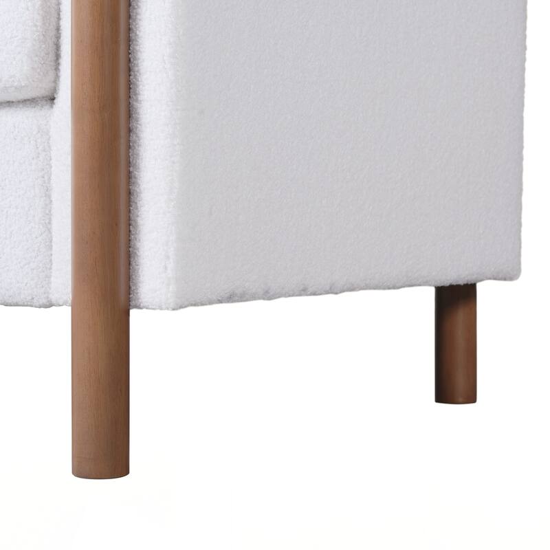 3-Seater Sofa, Curved Armrest with Integrated Solid Wood Legs