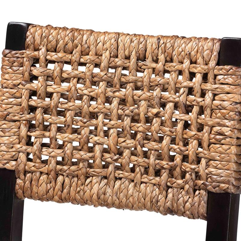 Alise Handwoven Seagrass Bar Stool with Mahogany Wood Frame - Bar-Height Chair for Kitchen or Home Bar, Earthy Brown