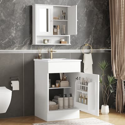 20" Bath Vanity Set - with Matching Mirror Medicine Cabinet & Ceramic Sink