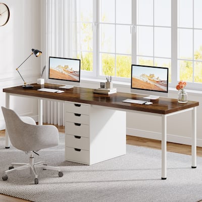 78.7 Inches Computer Desk with 5 Drawers, Two Person Office Des