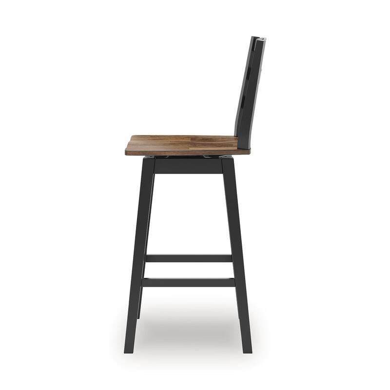Signature Design by Ashley Wildenauer Black/Brown Bar Height Barstool - 19" W x 22" D x 47" H