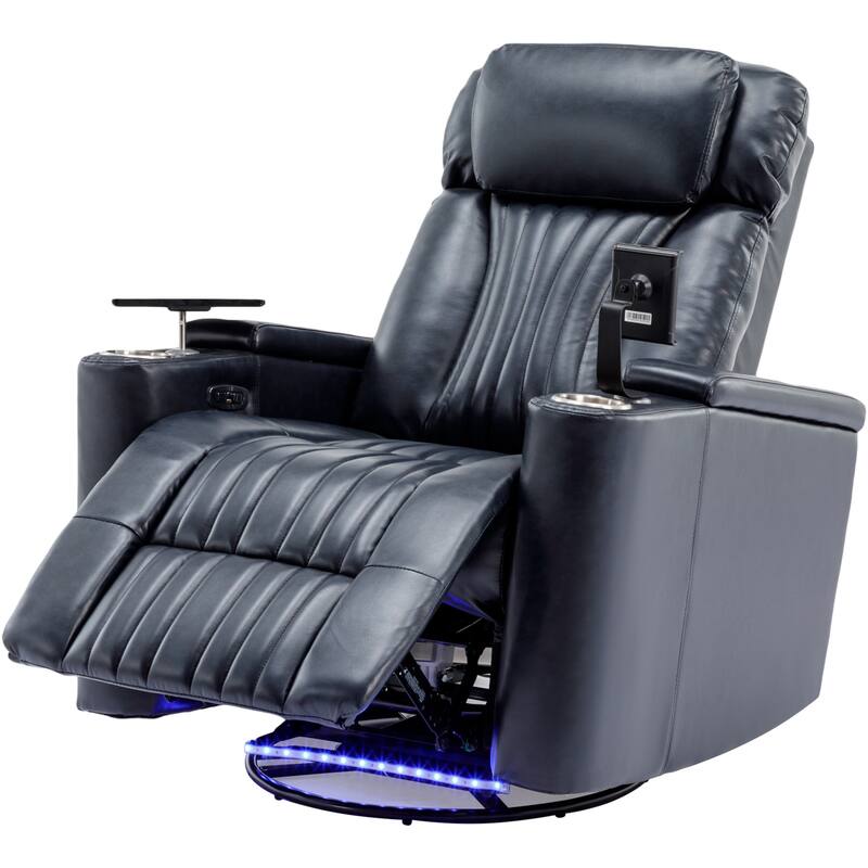 270° Power Swivel Lift Recliner Chair with Cell Phone Stand & Cup Holders, Swivel Tray Table, Lazy Boy Sofa Chair for Home